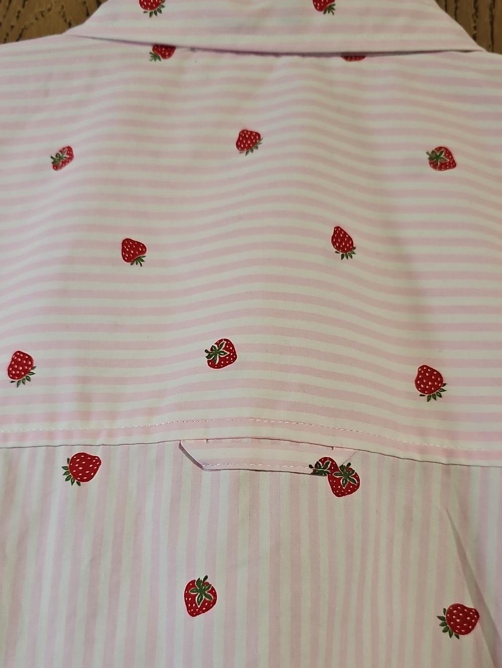 Nine West Pink Stripe Button-Up Shirt with Red Sttawberry Print - Picture 4 of 7